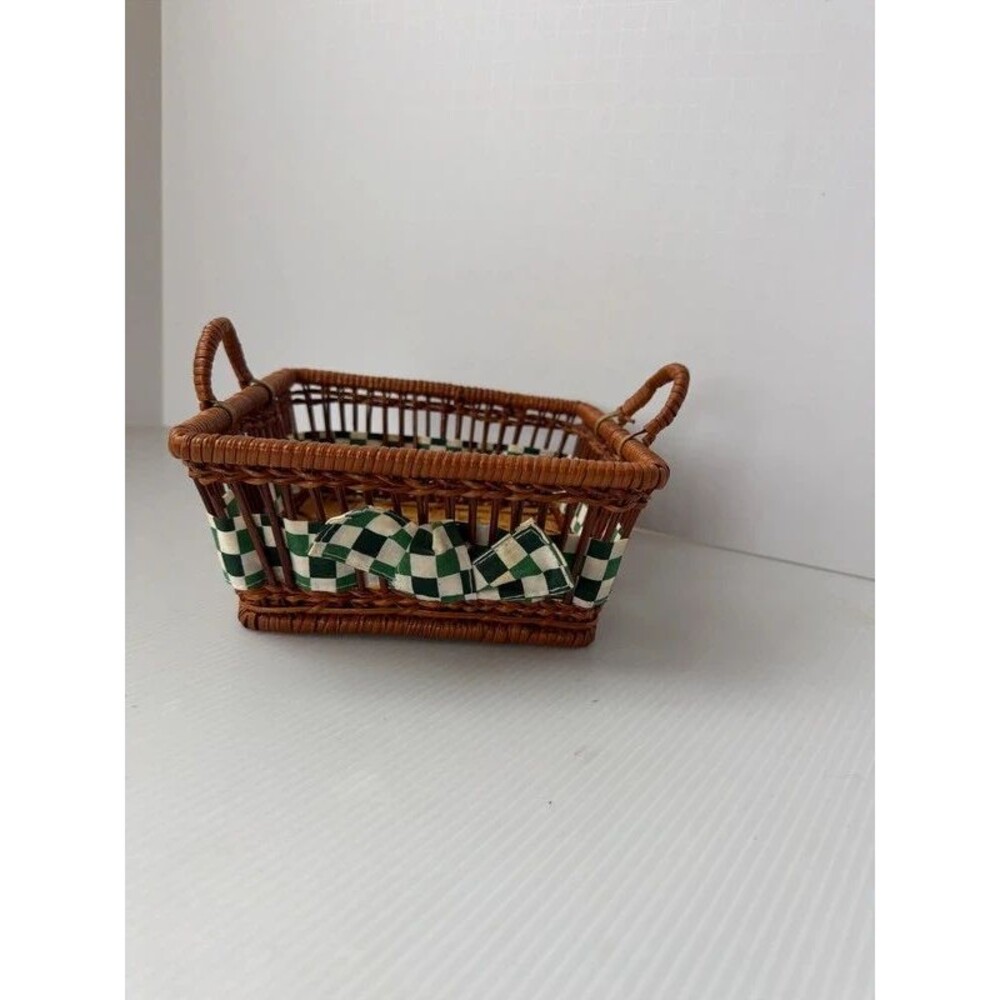 Square woven wicker rattan 7” storage basket cottage core country